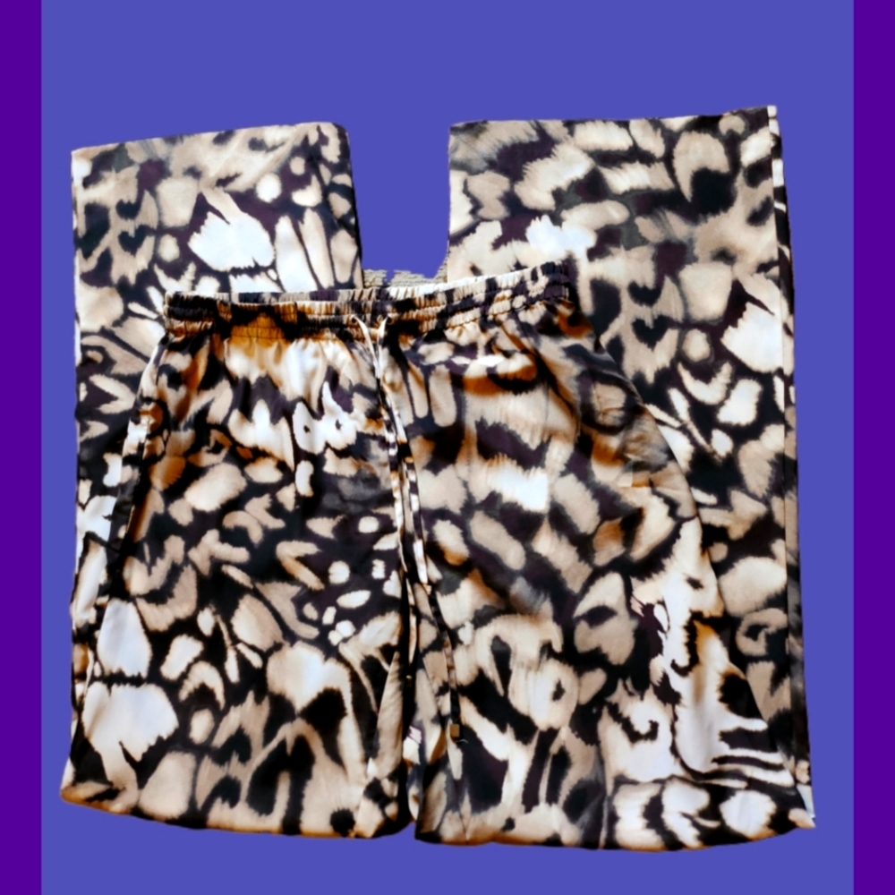 CALVIN KLEIN ABSTRACT PRINT WIDE LEG LIGHTWEIGHT PANTS - Picture 6 of 6